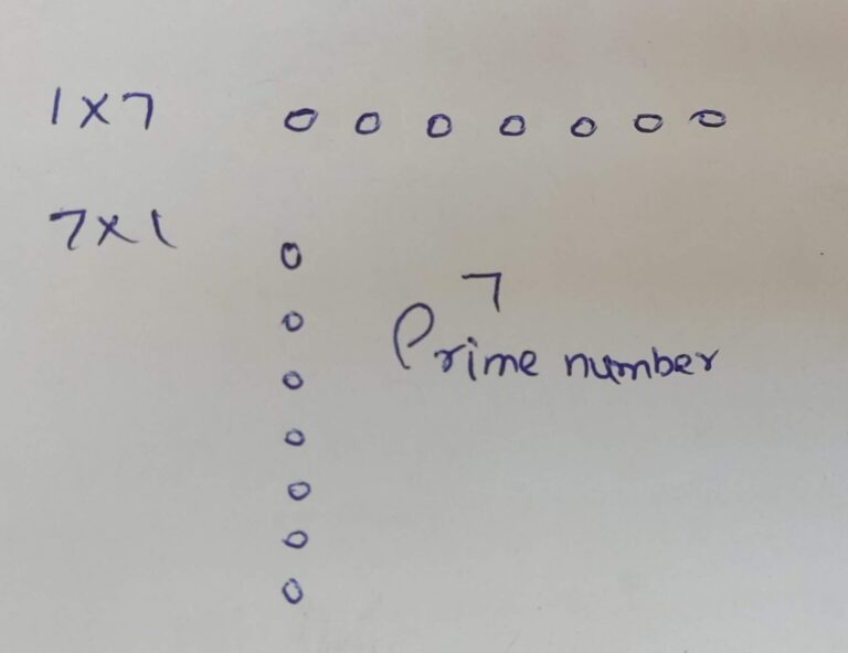 "Why some numbers like 7 and 11 are not forming rectangle or square but just a line?"
They modelled and found that there are no factors for such numbers 7 and 11 and they can form only one horizontal or vertical line. They were excited to know that these numbers are prime numbers!